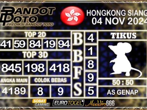 Prediksi Togel HK Siang 04 NOVEMBER 2024