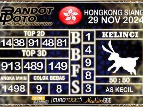 Prediksi Togel HK Siang 29 NOVEMBER 2024