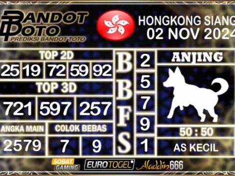 Prediksi Togel HK Siang 02 NOVEMBER 2024