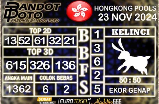 Prediksi Togel Hongkong Pools 23 NOVEMBER 2024