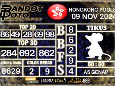 Prediksi Togel Hongkong Pools 09 NOVEMBER 2024