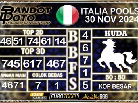 Prediksi Togel Italia Pools 30 NOVEMBER 2024