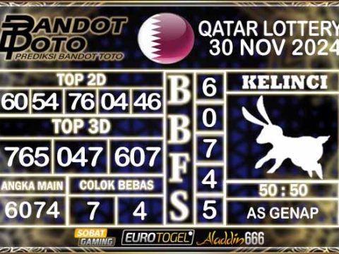 Prediksi Togel Qatar Lottery 30 NOVEMBER 2024