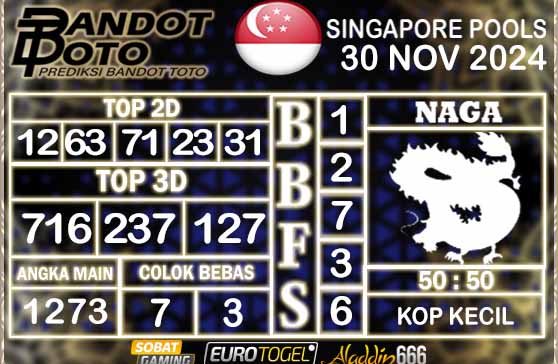 Prediksi Togel Singapore Pools 30 NOVEMBER 2024