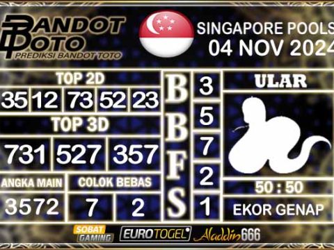 Prediksi Togel Singapore Pools 04 NOVEMBER 2024