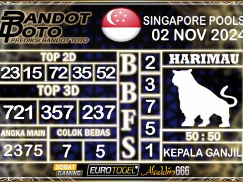 Prediksi Togel Singapore Pools 02 NOVEMBER 2024