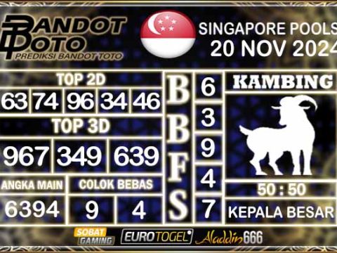 Prediksi Togel Singapore Pools 20 NOVEMBER 2024