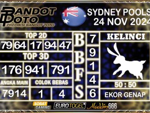 Prediksi Togel Sydney Pools 24 NOVEMBER 2024