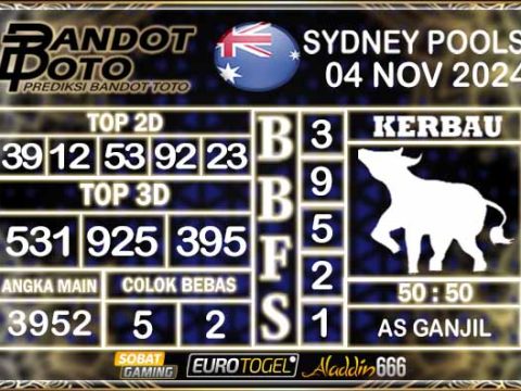 Prediksi Togel Sydney Pools 04 NOVEMBER 2024