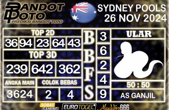 Prediksi Togel Sydney Pools 26 NOVEMBER 2024