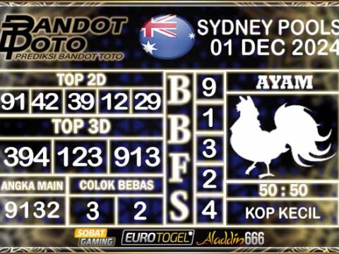 "Prediksi Togel Sydney Pools 01 DESEMBER 2024 "