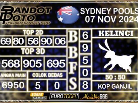 Prediksi Togel Sydney Pools 07 NOVEMBER 2024