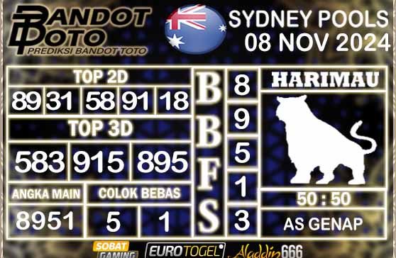 Prediksi Togel Sydney Pools 08 NOVEMBER 2024