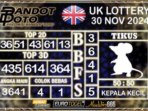 Prediksi Togel UK6D Lottery 30 NOVEMBER 2024