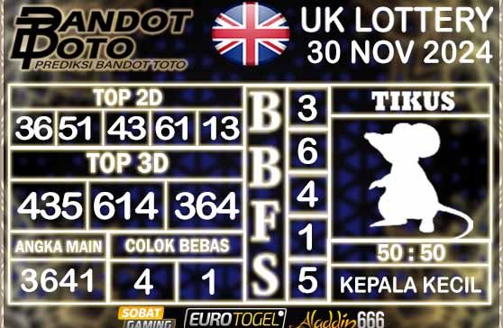 Prediksi Togel UK6D Lottery 30 NOVEMBER 2024