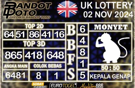 Prediksi Togel UK6D Lottery 02 NOVEMBER 2024