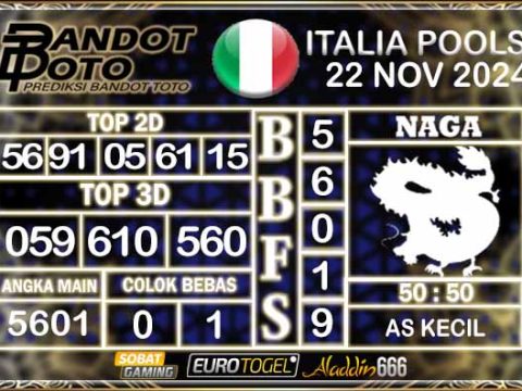 Prediksi Togel Italia Pools 22 NOVEMBER 2024