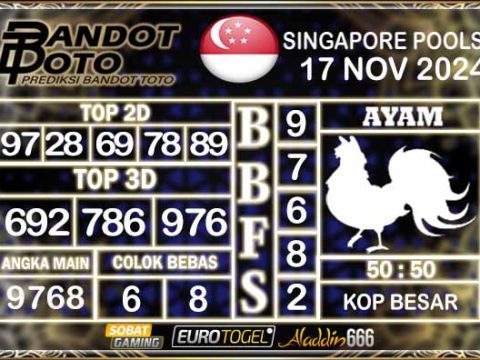 Prediksi Togel Singapore Pools 17 NOVEMBER 2024