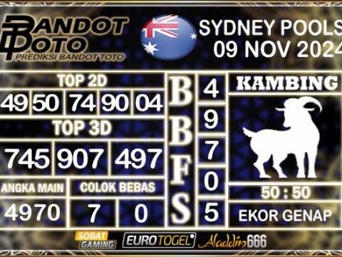 Prediksi Togel Sydney Pools 09 NOVEMBER 2024