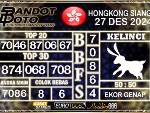 Prediksi Togel HK Siang 27 DESEMBER 2024