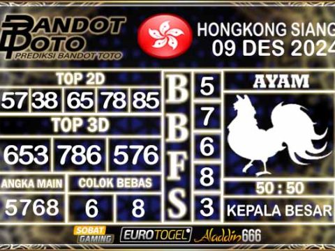 Prediksi Togel HK Siang 09 DESEMBER 2024