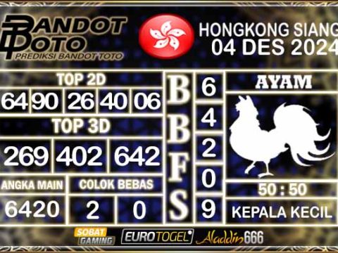 Prediksi Togel HK Siang 04 DESEMBER 2024