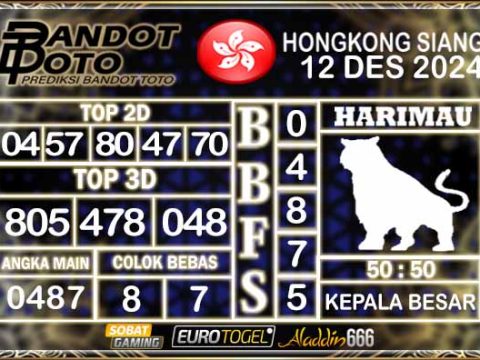 Prediksi Togel HK Siang 12 DESEMBER 2024