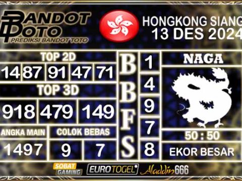 Prediksi Togel HK Siang 13 DESEMBER 2024