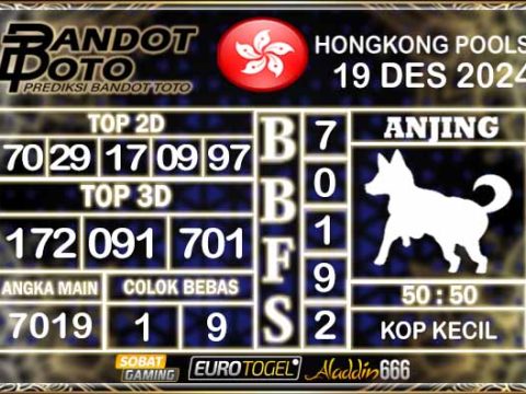 Prediksi Togel Hongkong Pools 19 DESEMBER 2024