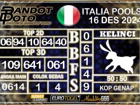Prediksi Togel Italia Pools 16 DESEMBER 2024