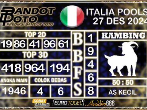 Prediksi Togel Italia Pools 27 DESEMBER 2024