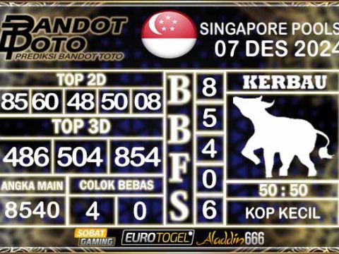 Prediksi Togel Singapore Pools 07 DESEMBER 2024