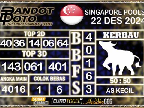 Prediksi Togel Singapore Pools 22 DESEMBER 2024