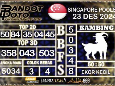 Prediksi Togel Singapore Pools 23 DESEMBER 2024