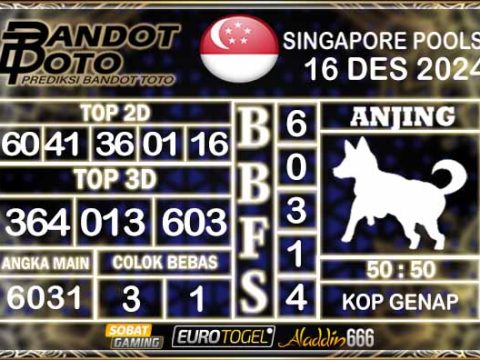 Prediksi Togel Singapore Pools 16 DESEMBER 2024