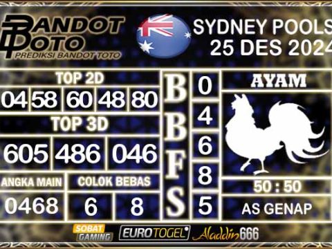 Prediksi Togel Sydney Pools 25 DESEMBER 2024