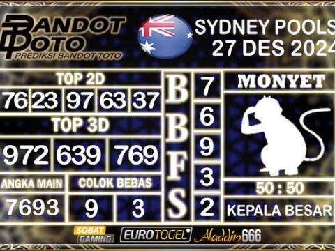 Prediksi Togel Sydney Pools 27 DESEMBER 2024