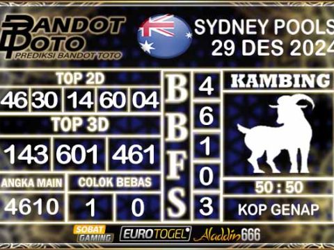 Prediksi Togel Sydney Pools 29 DESEMBER 2024