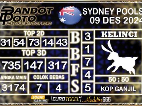 Prediksi Togel Sydney Pools 09 DESEMBER 2024