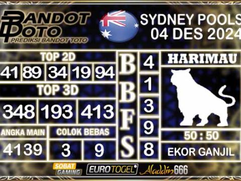 Prediksi Togel Sydney Pools 04 DESEMBER 2024