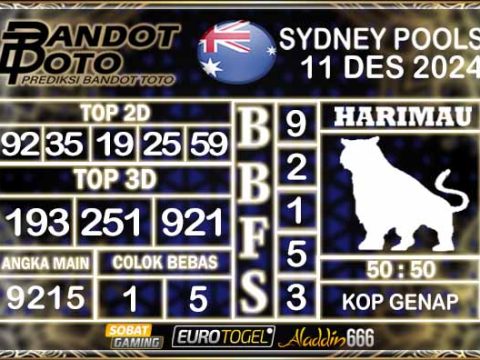 Prediksi Togel Sydney Pools 11 DESEMBER 2024