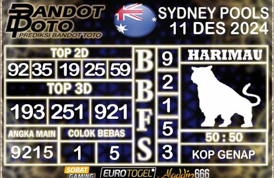 Prediksi Togel Sydney Pools 11 DESEMBER 2024