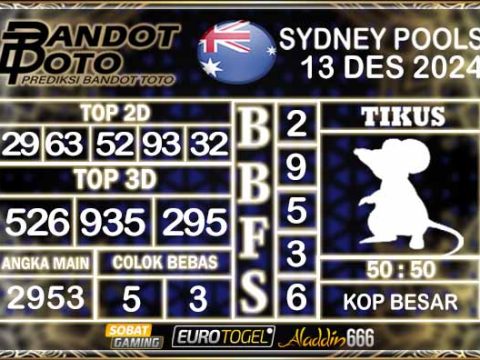 Prediksi Togel Sydney Pools 13 DESEMBER 2024