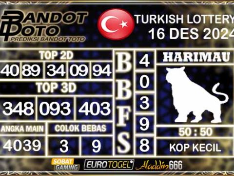 Prediksi Togel Turki Pools 16 DESEMBER 2024