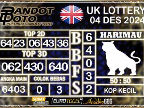 Prediksi Togel UK6D Lottery 04 DESEMBER 2024