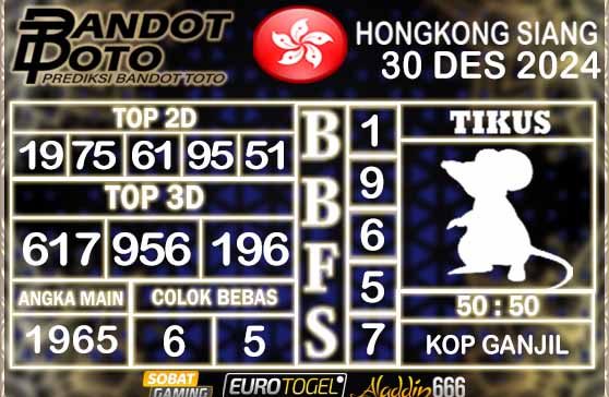 Prediksi Togel HK Siang 30 DESEMBER 2024