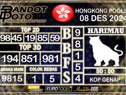 Prediksi Togel Hongkong Pools 08 DESEMBER 2024