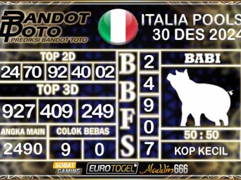Prediksi Togel Italia Pools 30 DESEMBER 2024