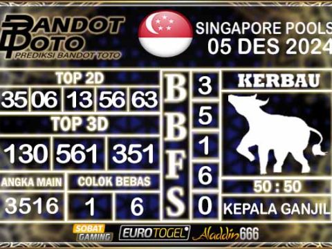 Prediksi Togel Singapore Pools 05 DESEMBER 2024