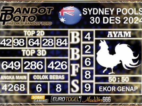 Prediksi Togel Sydney Pools 30 DESEMBER 2024